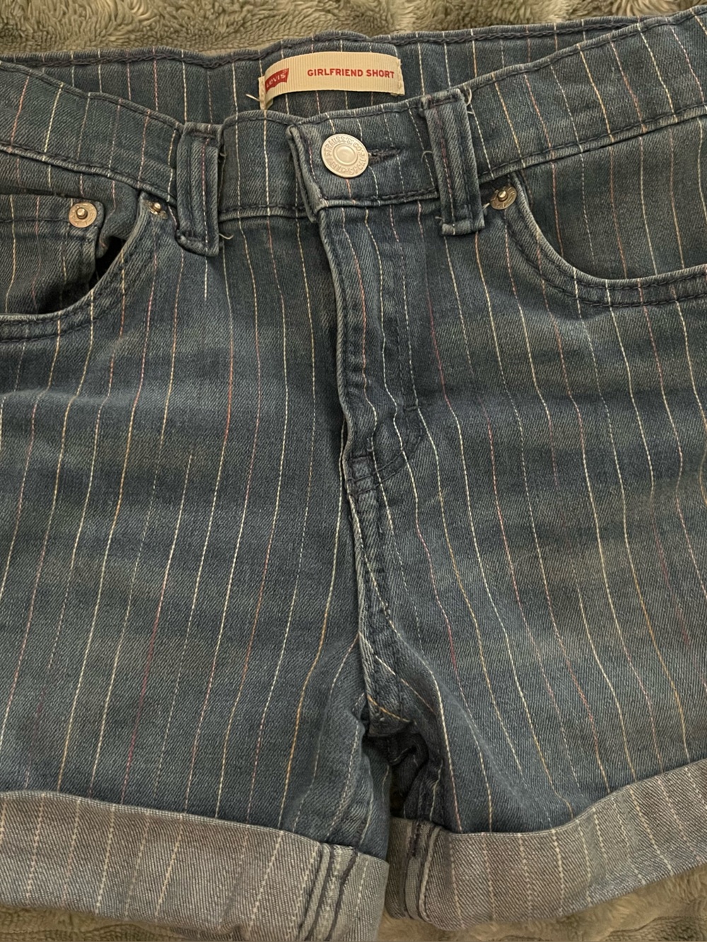 Levi’s Blue Pinstripe Denim Shorts
